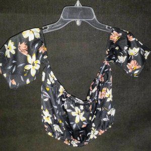 Black Floral Crop Top